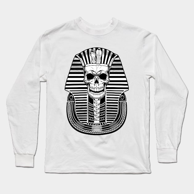 Pharaoh Skull Long Sleeve T-Shirt by Mako Design 